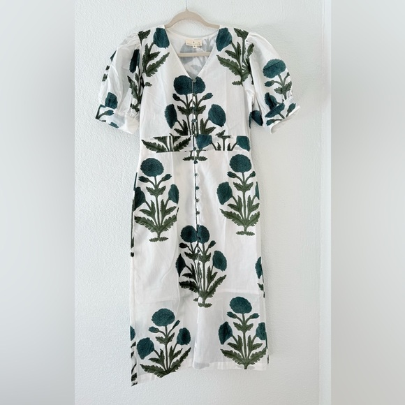 Indigo by boutin The poppy floral midi dress short puff sleeves size M - Picture 9 of 13